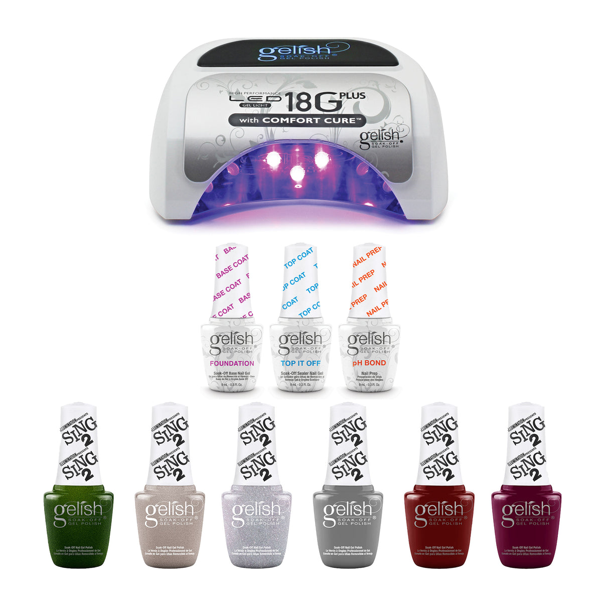 Gelish Complete Manicure Kit w/ LED Curing Light, Terrific Trio & Winter Sing 2