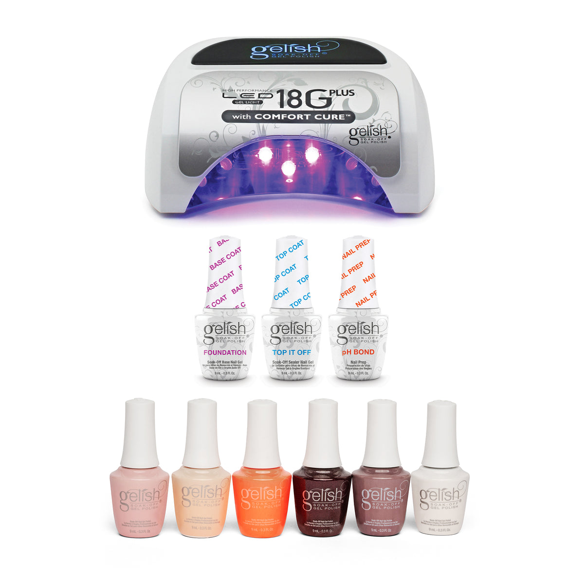 Gelish Complete Manicure Kit w/ LED Curing Light, Terrific Trio & Best Sellers