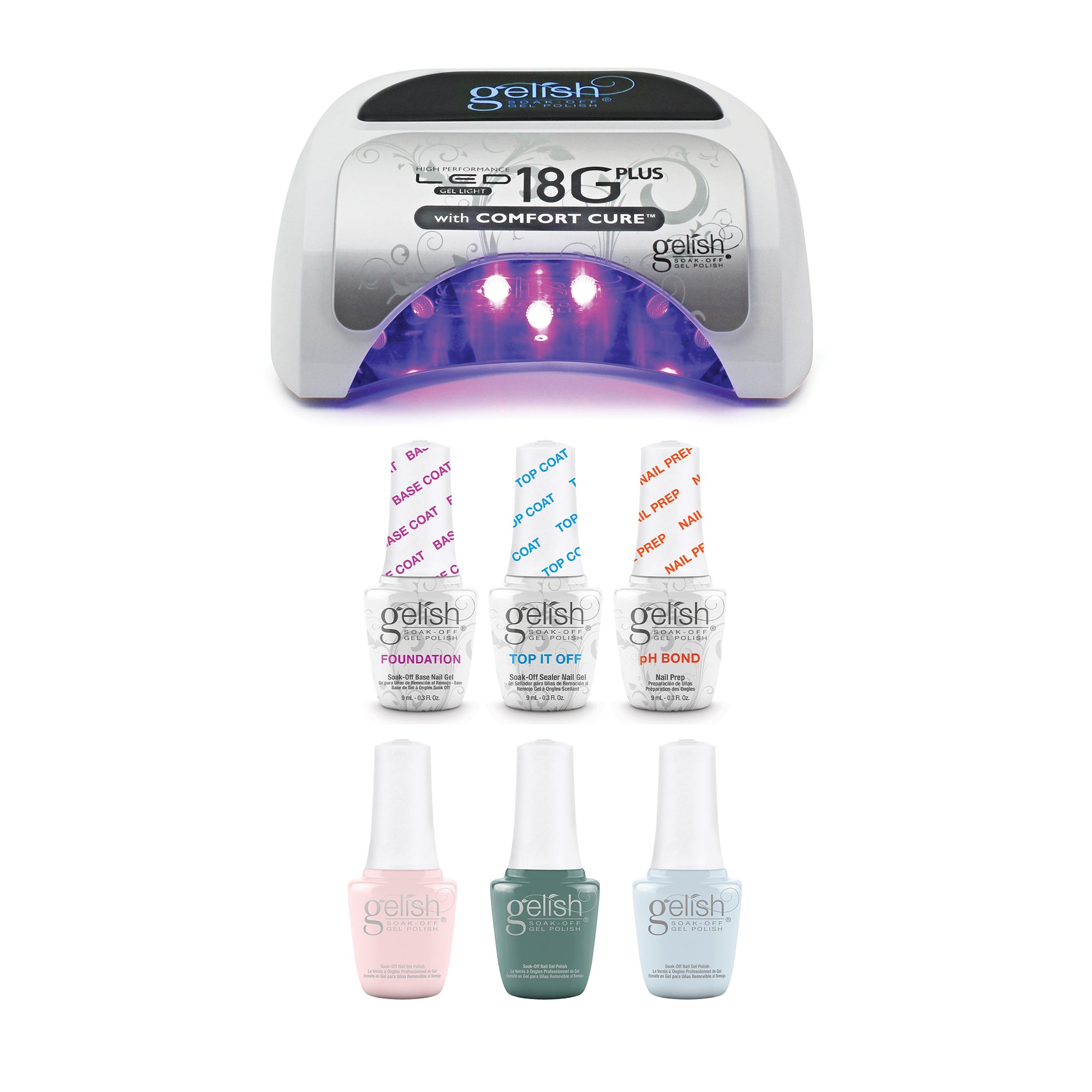Gelish Complete Manicure Kit w/ LED Curing Light, Terrific Trio & Full Bloom, 3 - VMInnovations
