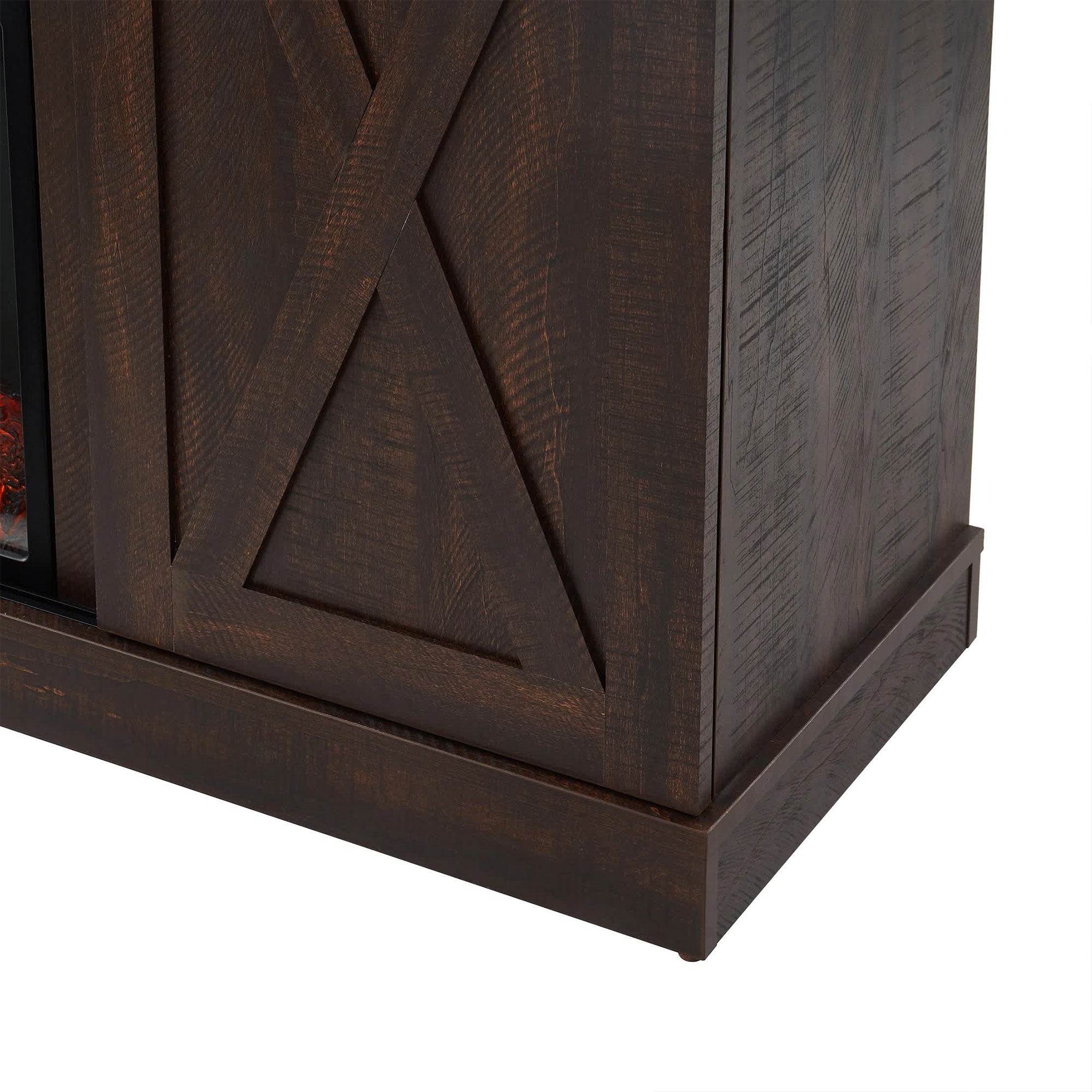 Edyo Living Electric Fireplace TV Stand Table with Sliding Barn Door (Used) - VMInnovations
