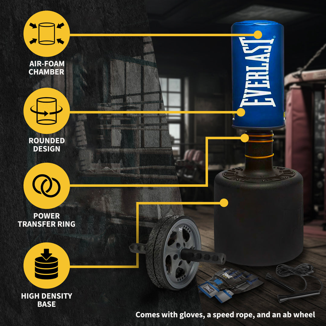 Everlast Powercore Free Standing Heavy Duty Fitness Training Bag with Kit, Blue - VMInnovations