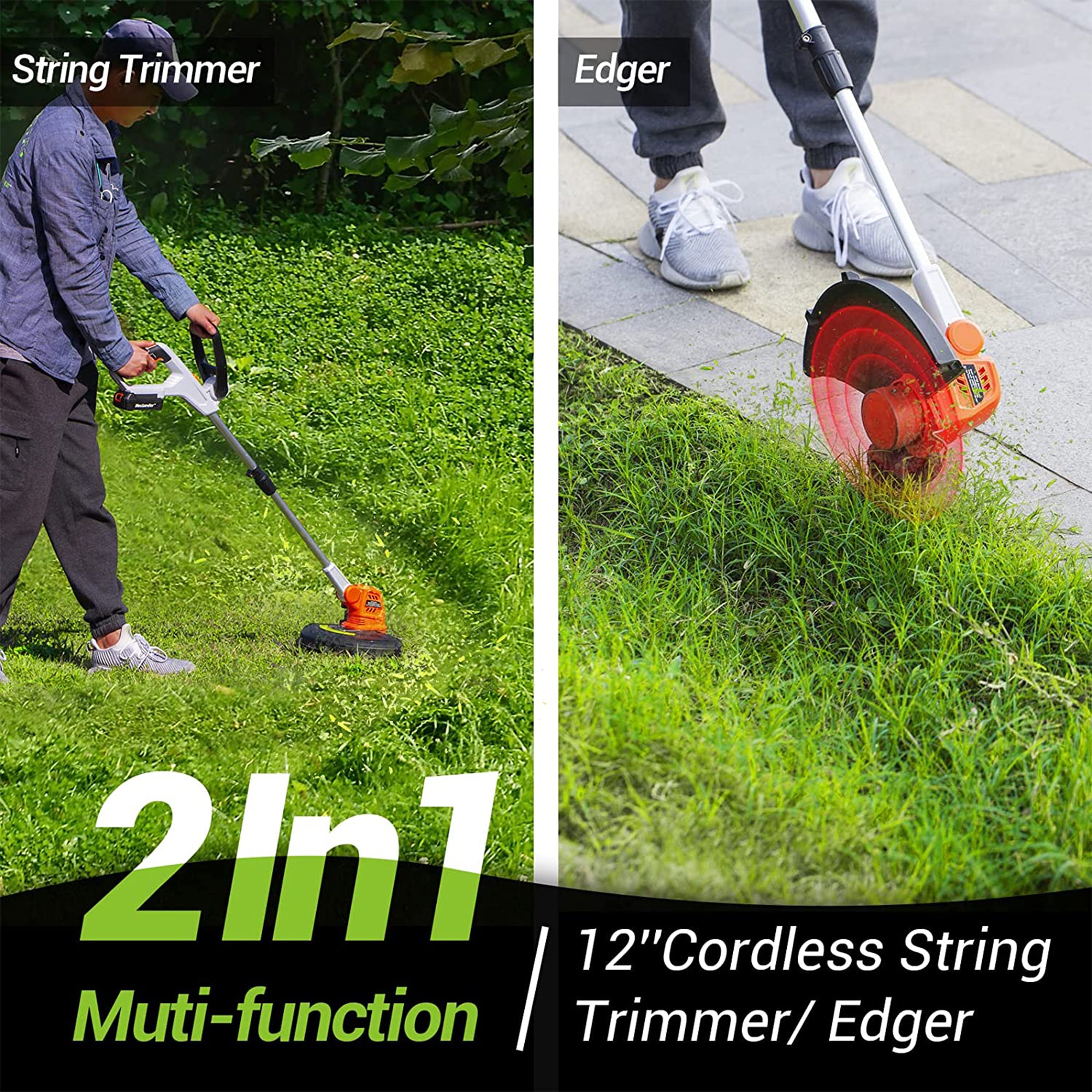PAXCESS Cordless String Trimmer with Battery & Electric Power Washer with Nozzle