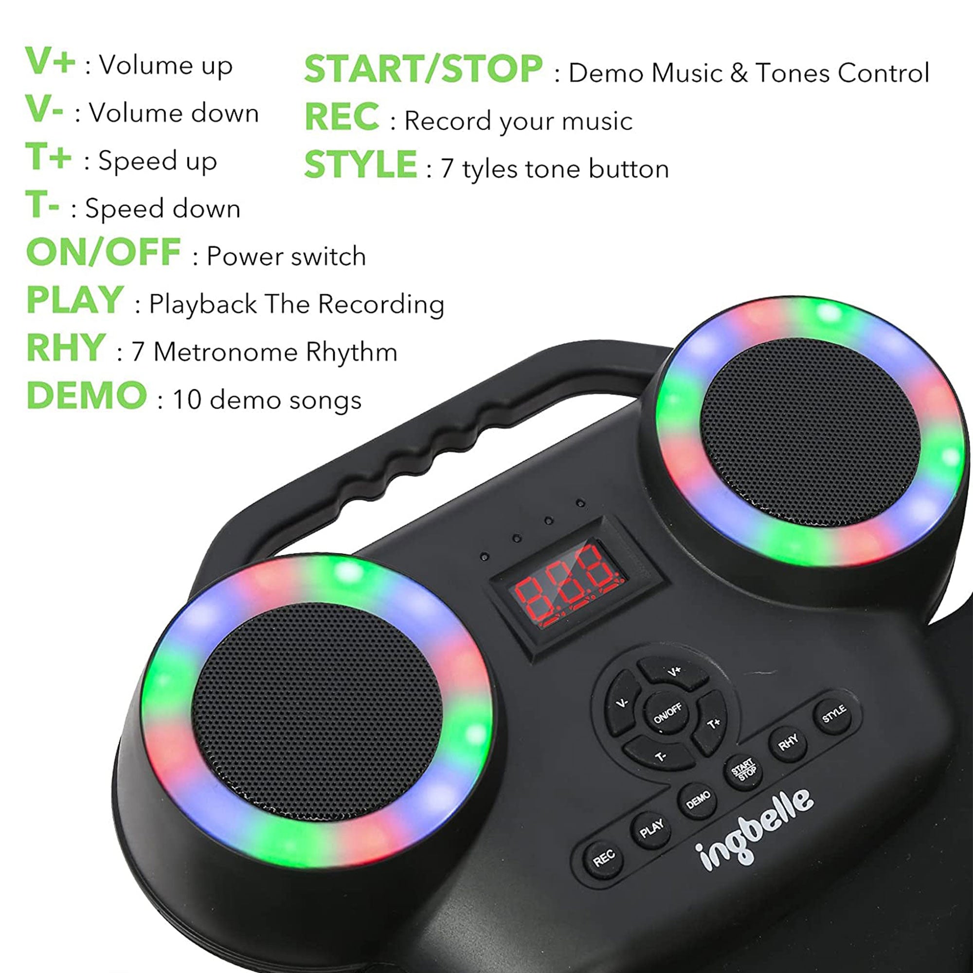 9 Pad Roll Up Electronic Drum Set w/ Foot Pedals, Speaker, and Lights (Open Box) - VMInnovations