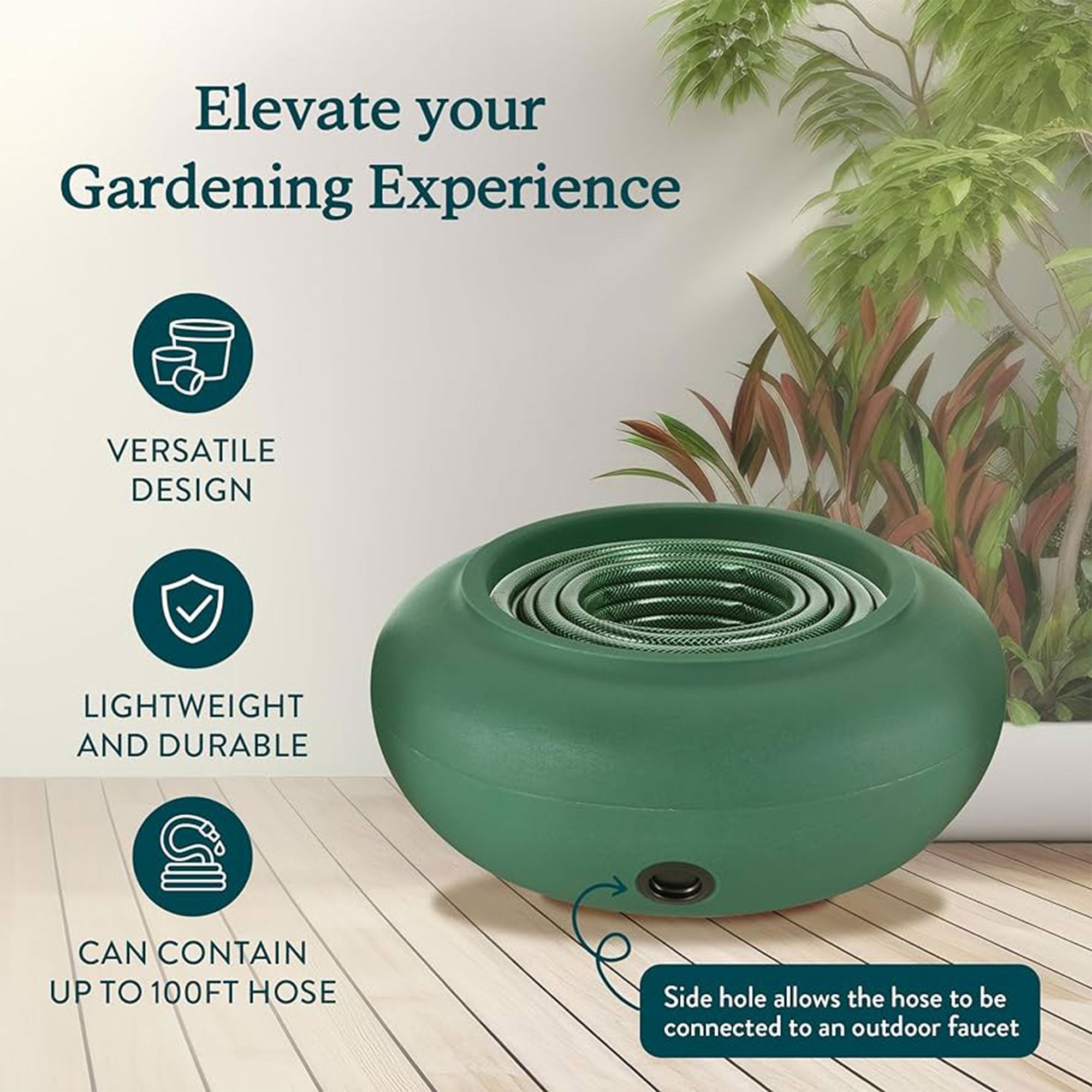 21 Inch Garden Hose Holder Pot for 75 to 100 Ft Hoses (Open Box) - VMInnovations