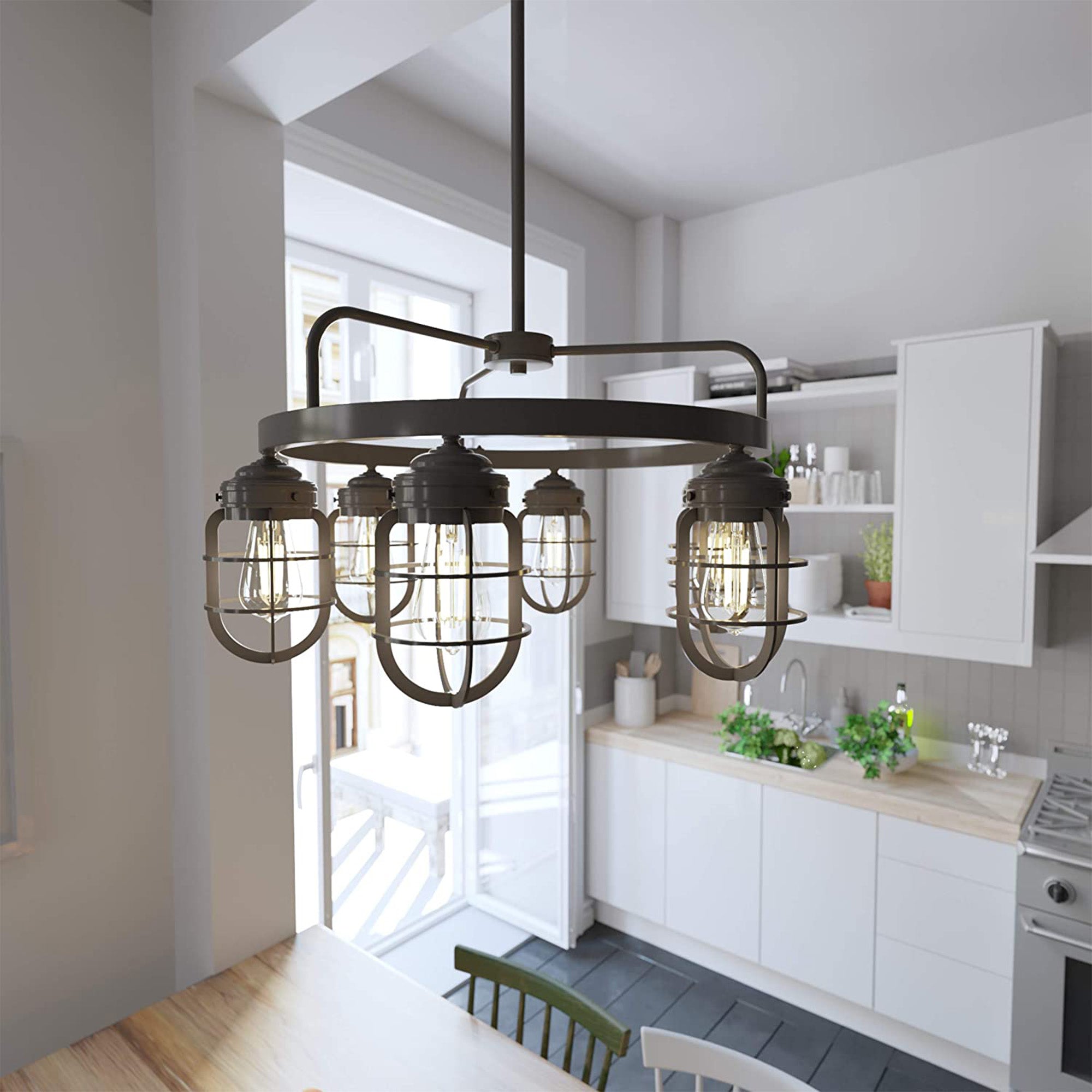 Hunter Fan Company Starklake 6 Bulb Rustic Hanging Chandelier, Noble Bronze - VMInnovations