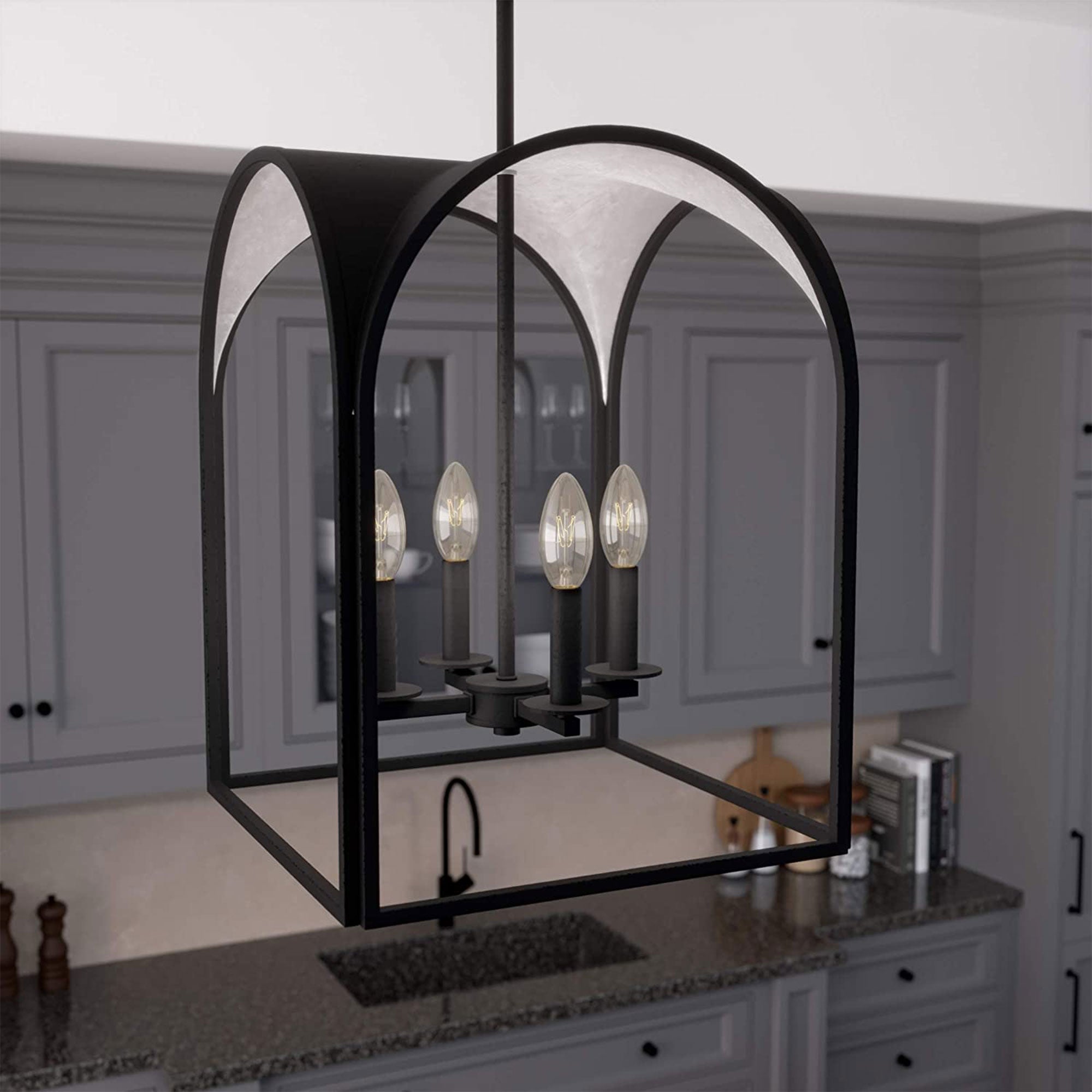 Dukestown 4 Light Hanging Pendant Light Fixture, Natural Iron (Used) - VMInnovations