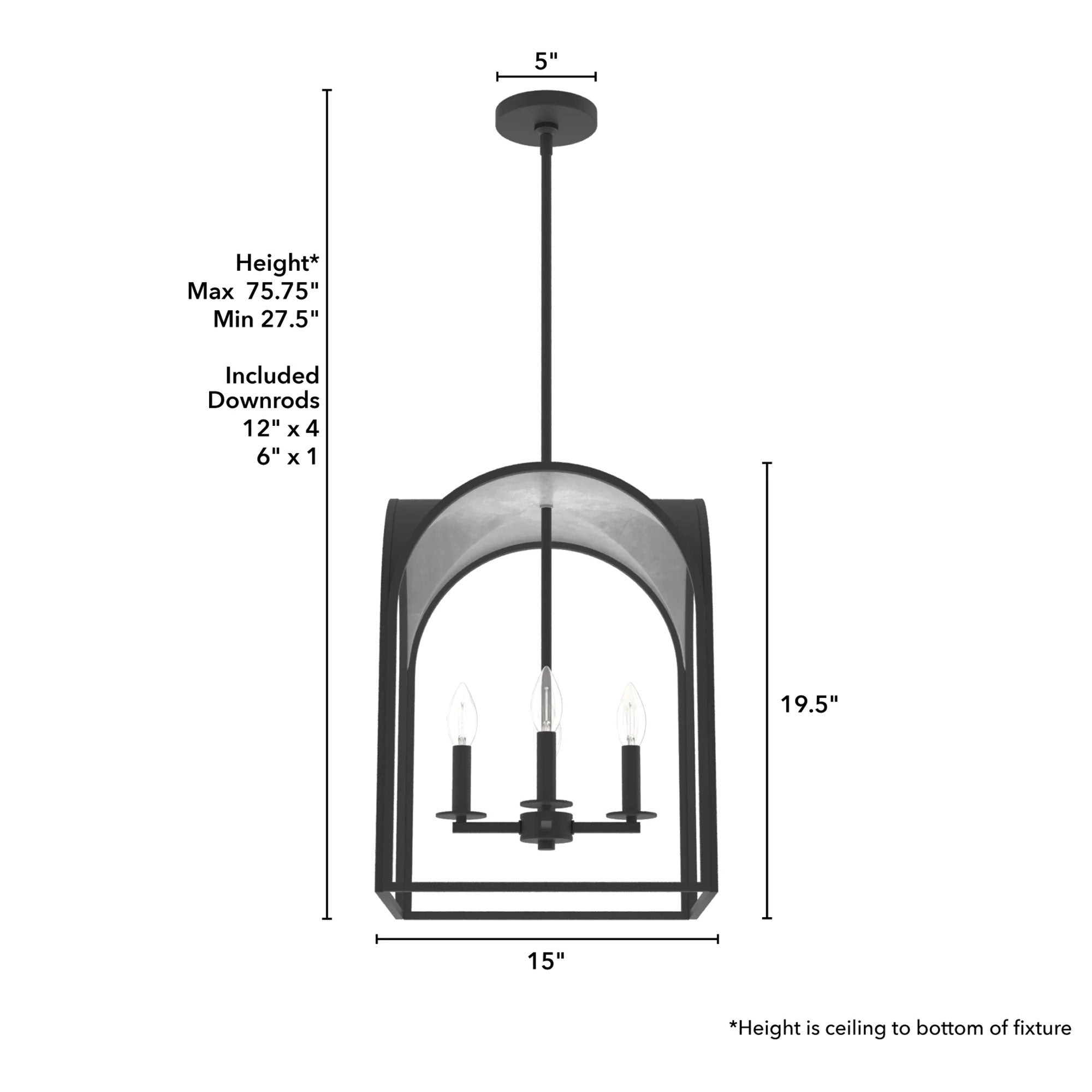Dukestown 4 Light Hanging Pendant Light Fixture, Natural Iron (Used) - VMInnovations