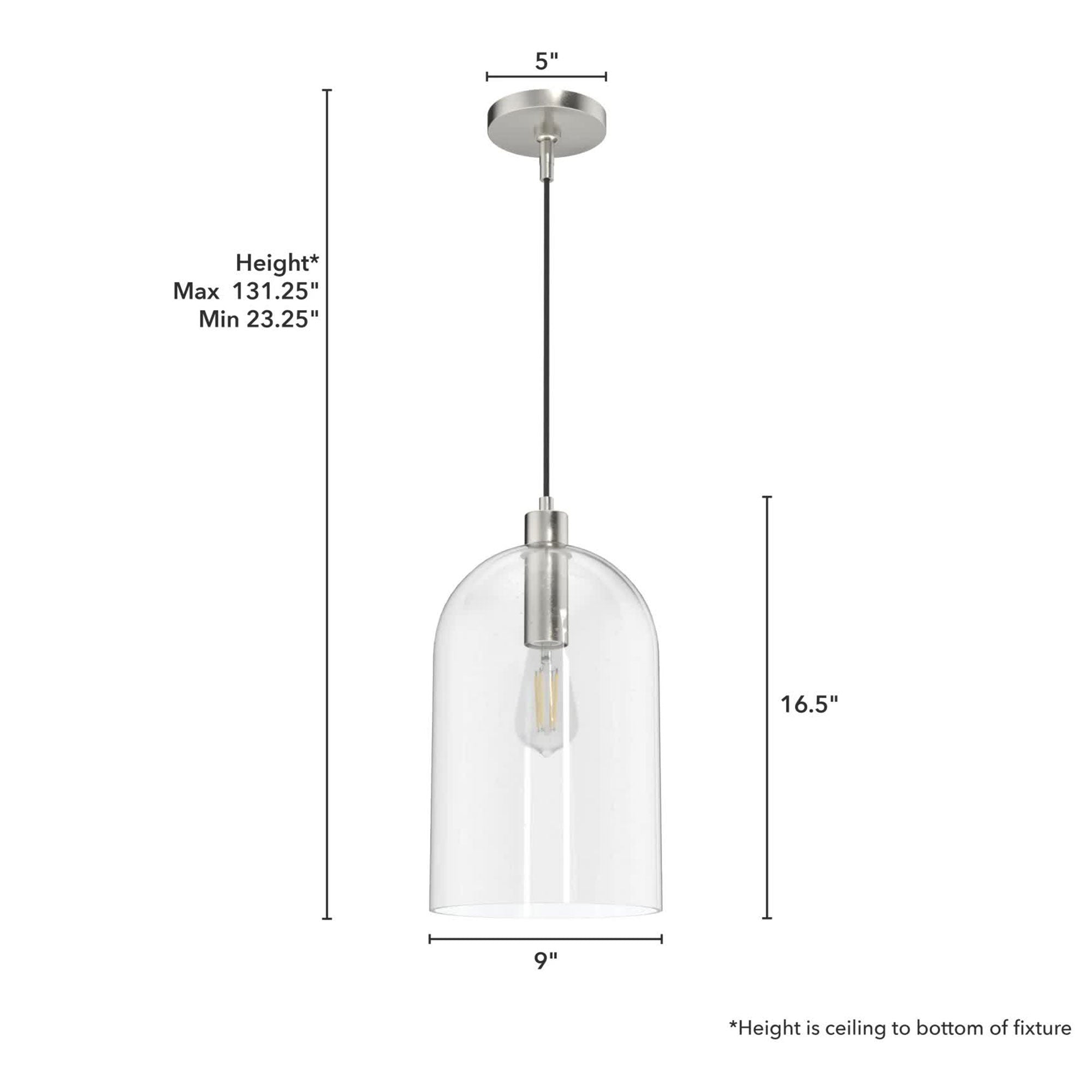 Hunter Fan Company Lochemeade 1 Bulb Glass Dome Adjustable Hanging Pendant Light - VMInnovations