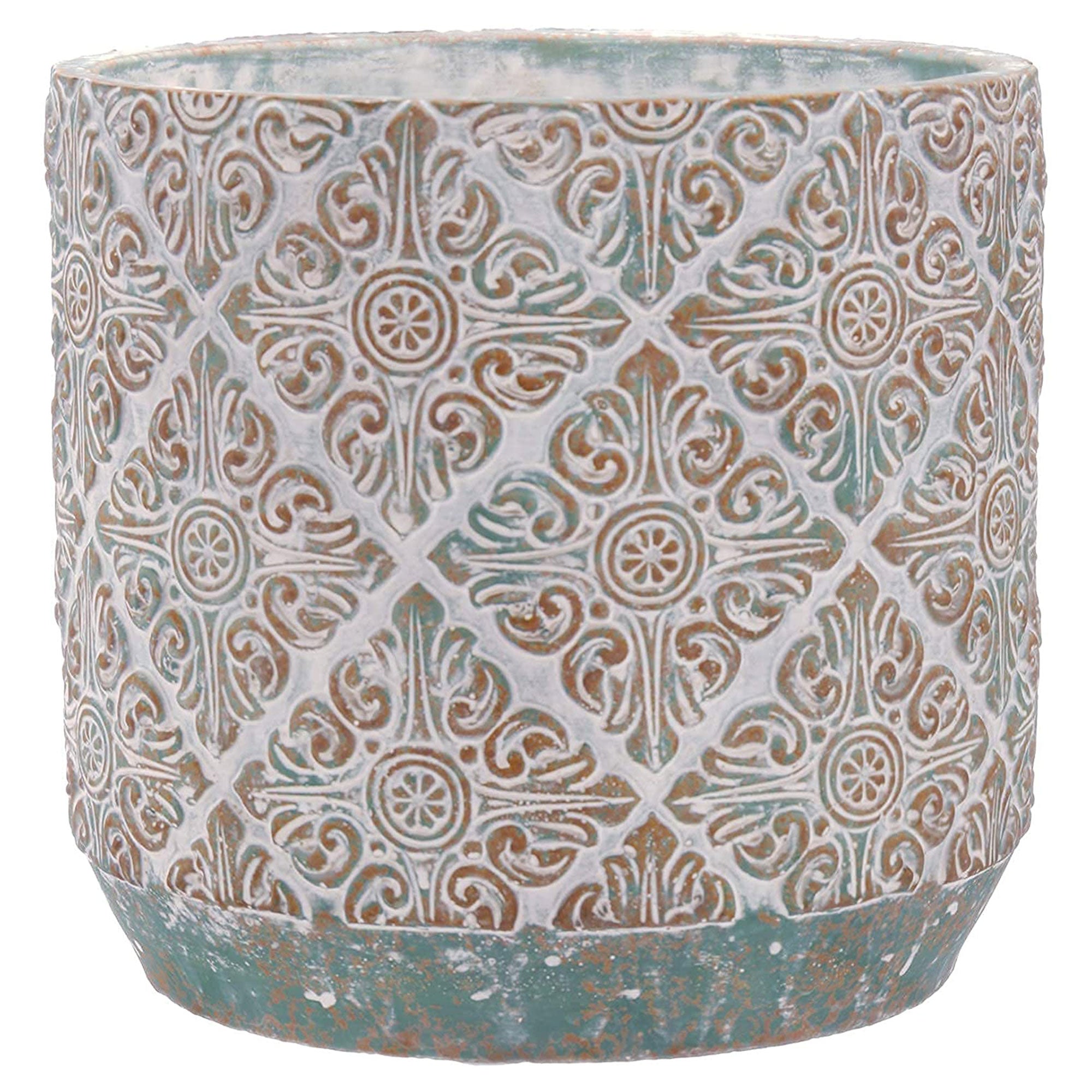 Inspirella 7.1 Inch Ceramic Round Colorful Plant Pots w/ Drainage Holes (2 Pack)