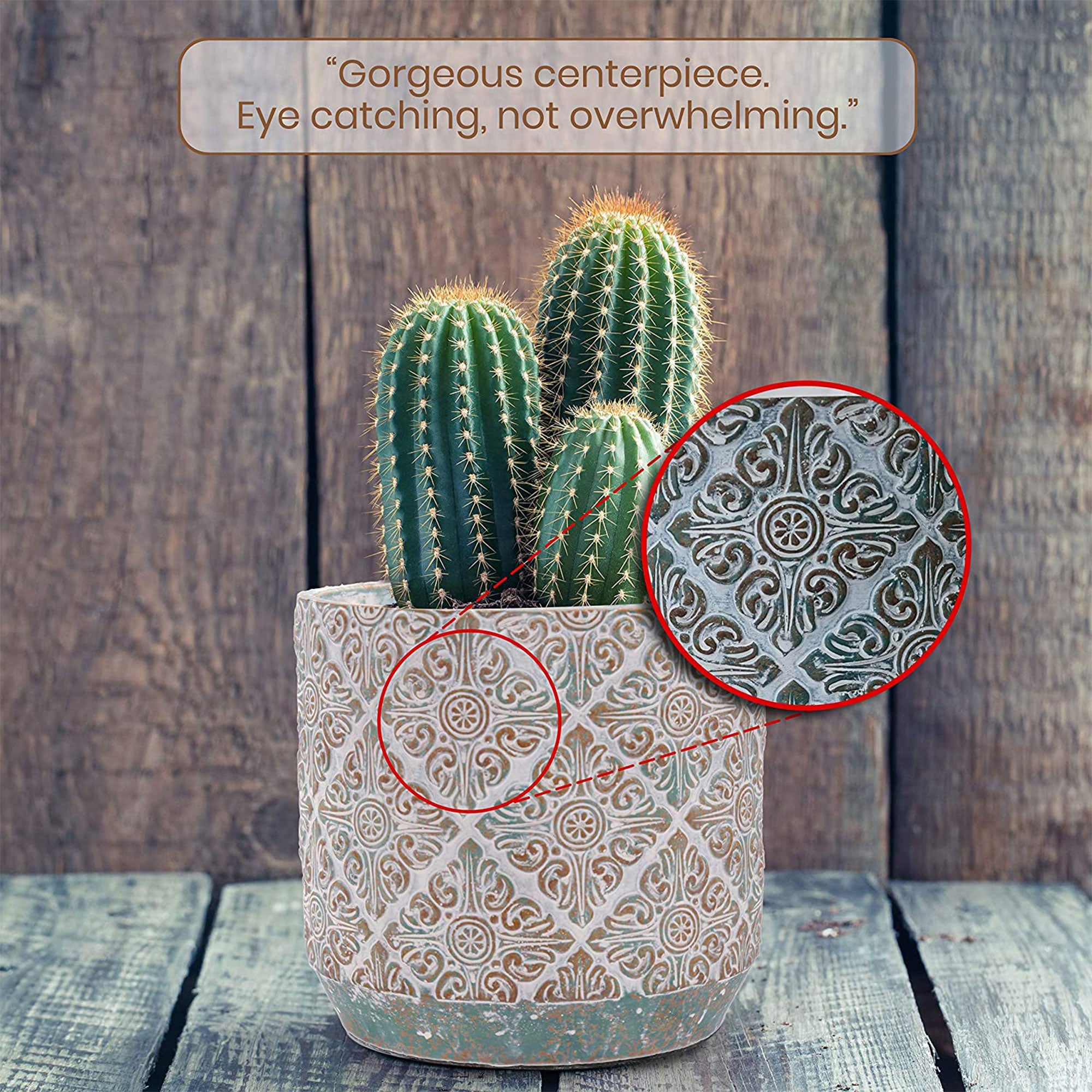 Inspirella 7.1 Inch Ceramic Round Colorful Plant Pots w/ Drainage Holes (2 Pack)