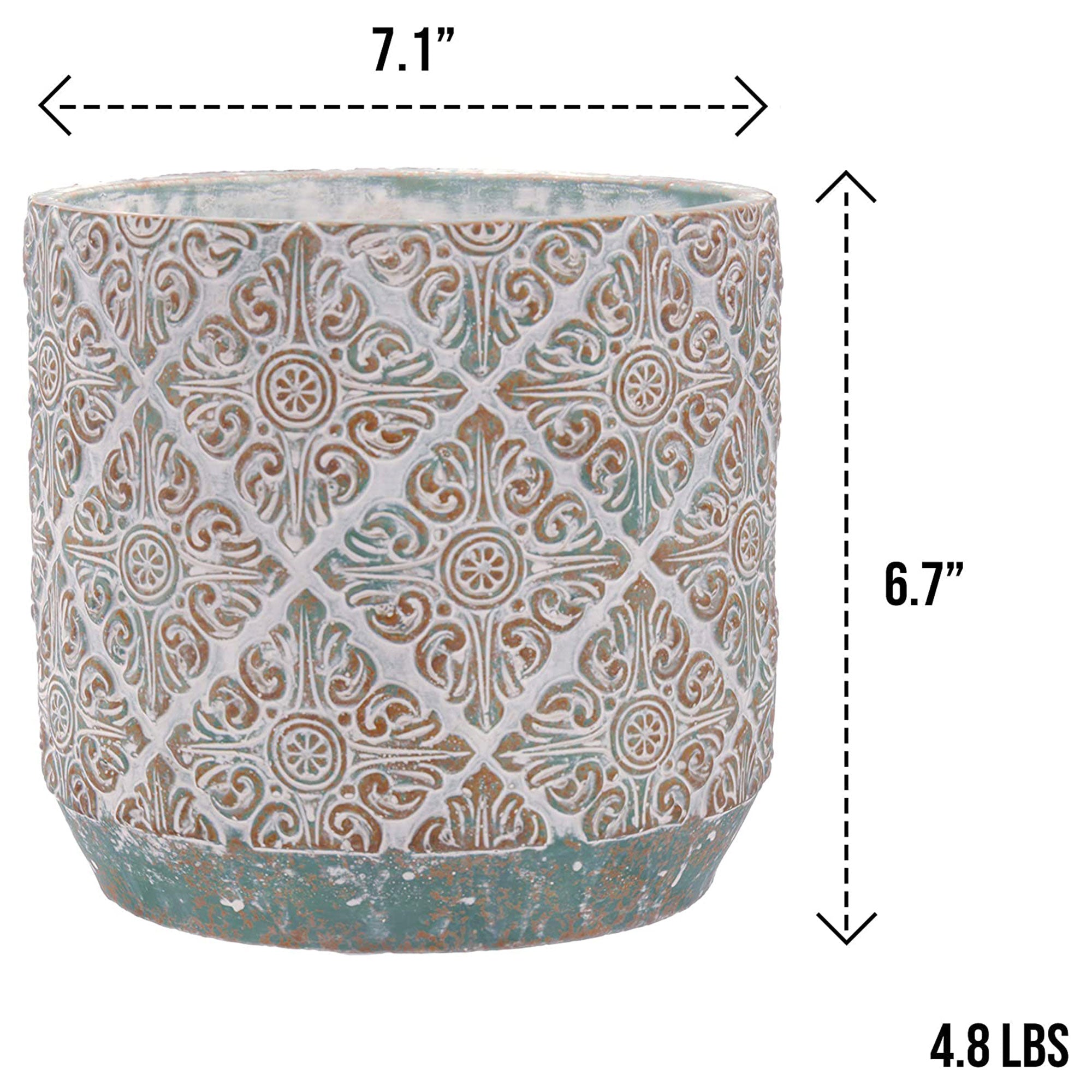Inspirella 7.1 Inch Ceramic Round Colorful Plant Pots w/ Drainage Holes (2 Pack)
