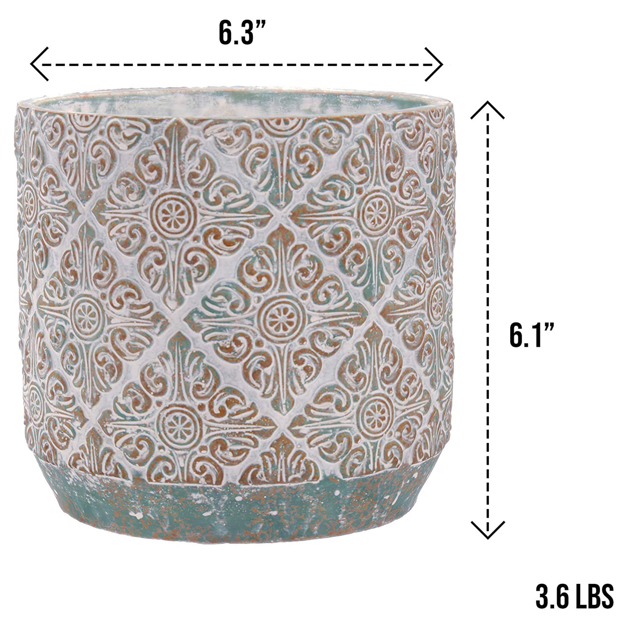 Inspirella 6.3 Inch Timeless Ceramic Round Colorful Plant Pot with Drainage