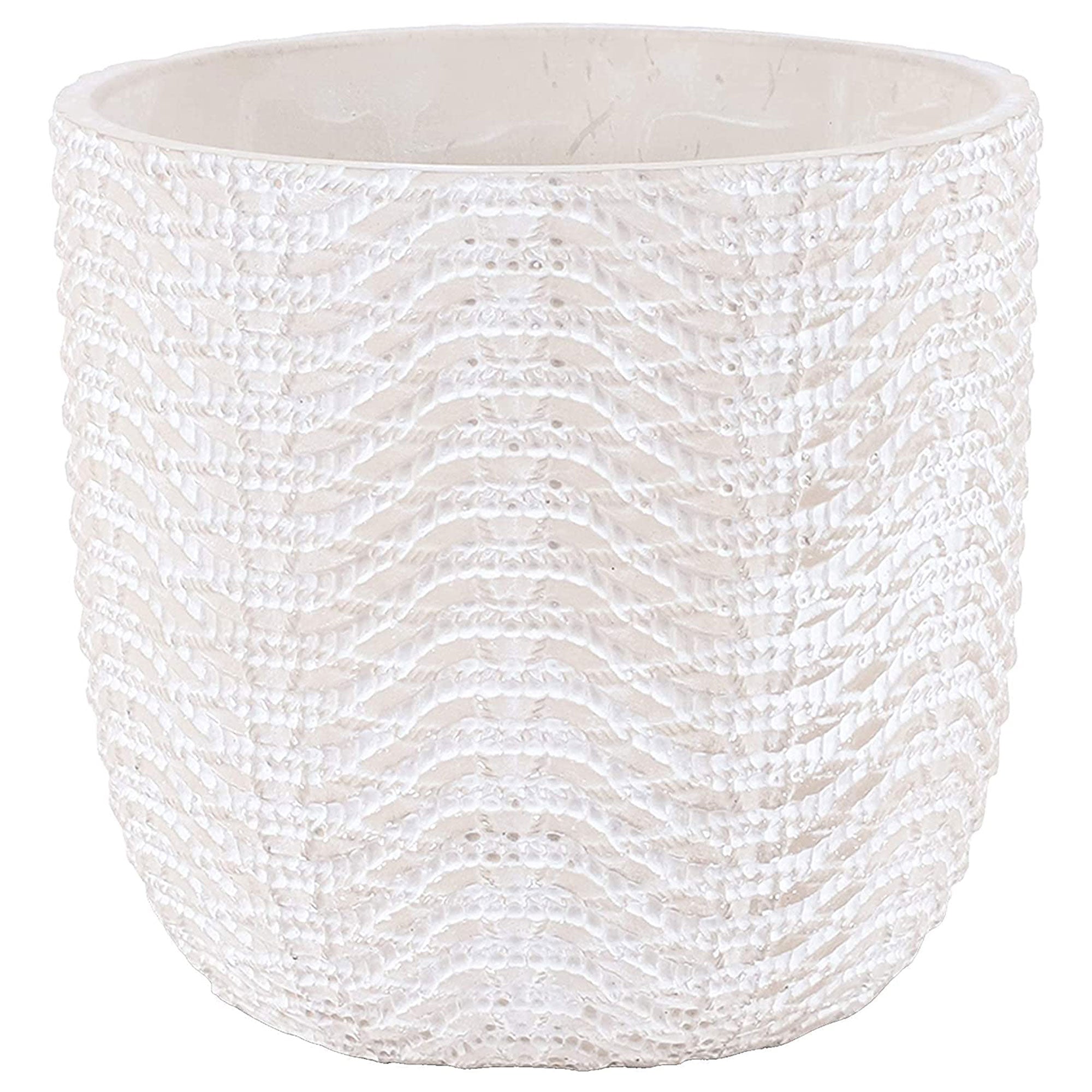 Inspirella 6.5 Inch Ceramic Plant Pots with Drainage Holes, Ocean Waves (3 Pack)