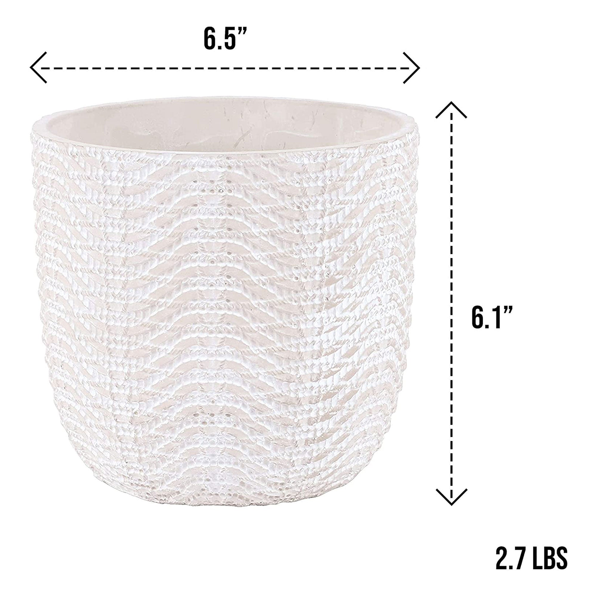 Inspirella 6.5 Inch Ceramic Plant Pots with Drainage Holes, Ocean Waves (2 Pack)