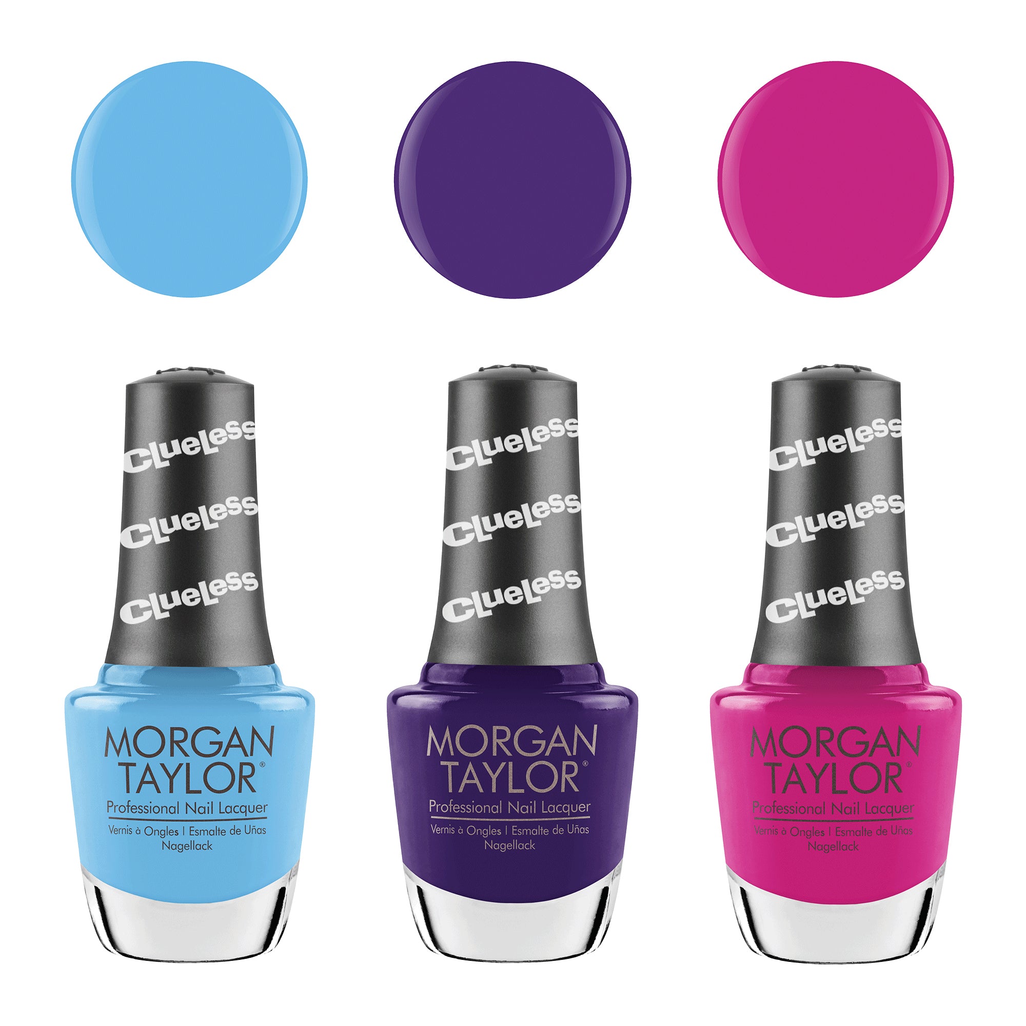 Morgan Taylor Clueless Collection Nail Lacquer Polish Manicure Set, 3 Color Pack - VMInnovations