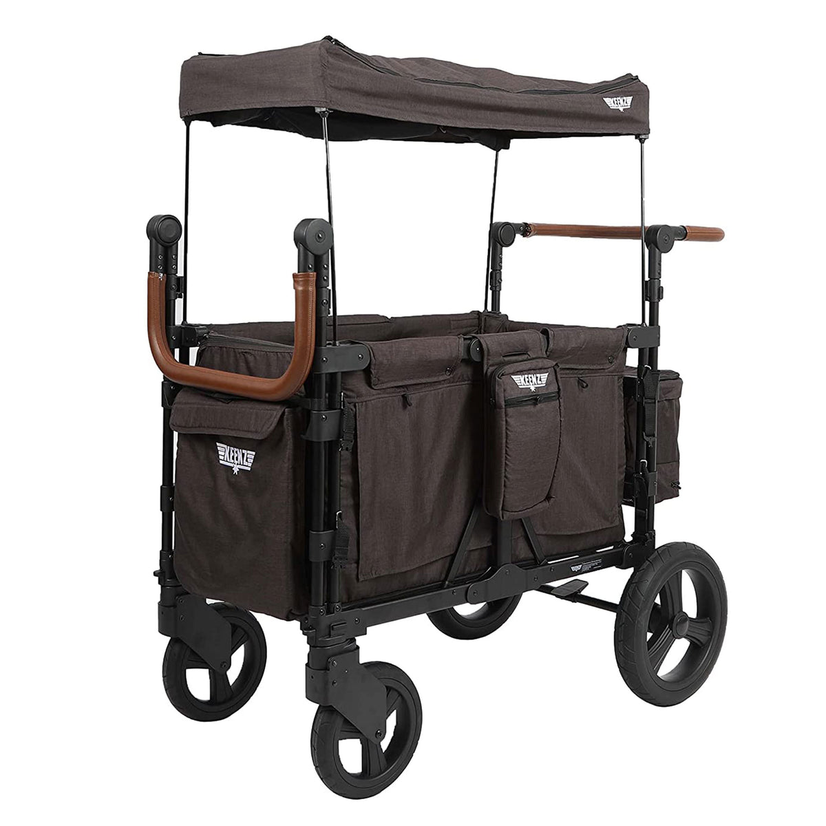 Keenz XC Luxury 2-Kid Push Pull Kid Wheeled Stroller Wagon w/ Canopy, Charcoal - VMInnovations
