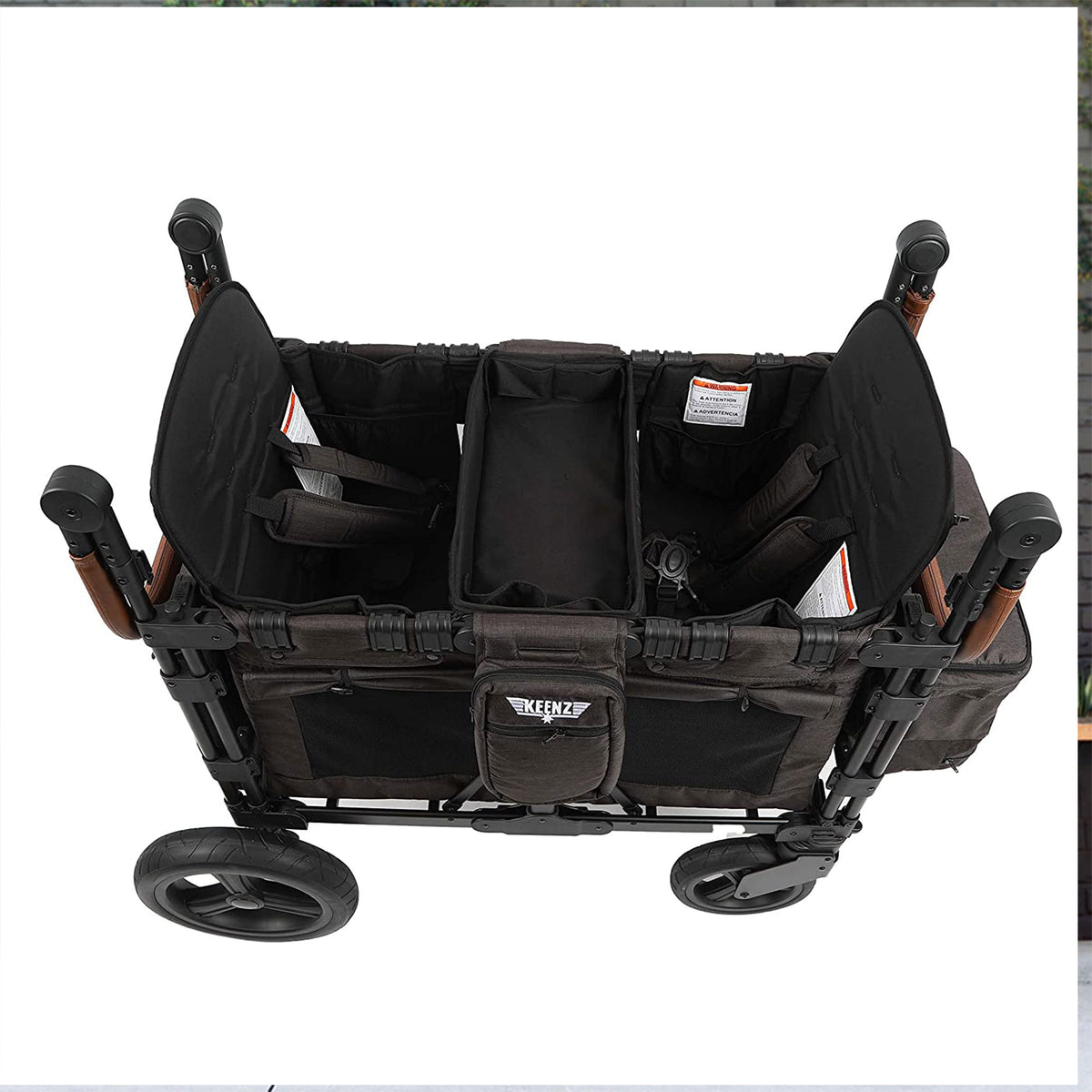 Keenz XC Luxury 2-Kid Push Pull Kid Wheeled Stroller Wagon w/ Canopy, Charcoal - VMInnovations