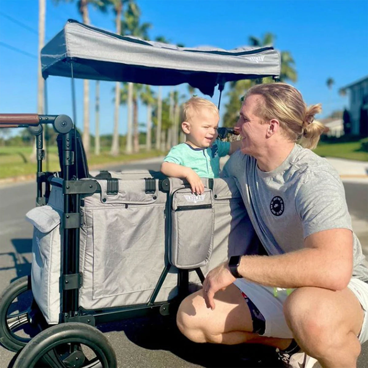 Keenz XC Luxury Comfort Push Pull Toddler Wheeled Stroller Wagon w/Canopy, Smoke - VMInnovations
