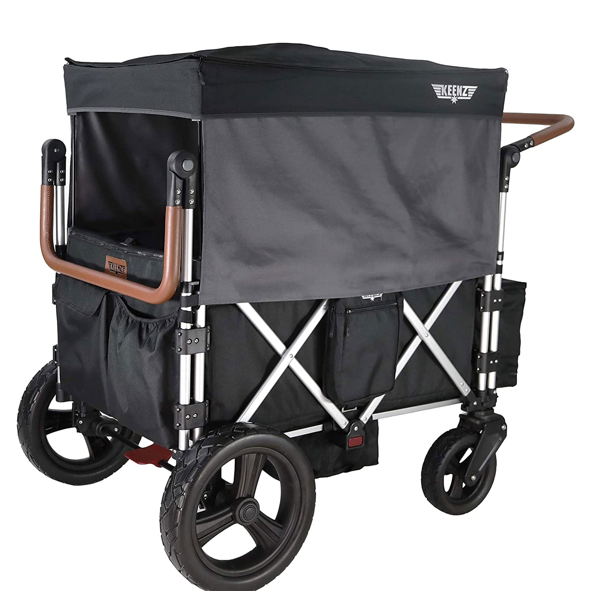 Keenz 7S Plus Ultimate 4-Passenger Wheeled Baby Stroller Wagon w/ Canopy, Black