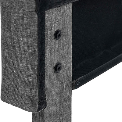 BIKAHOM Upholstered Platform Bed with Square Stitch Headboard, King, Dark Grey