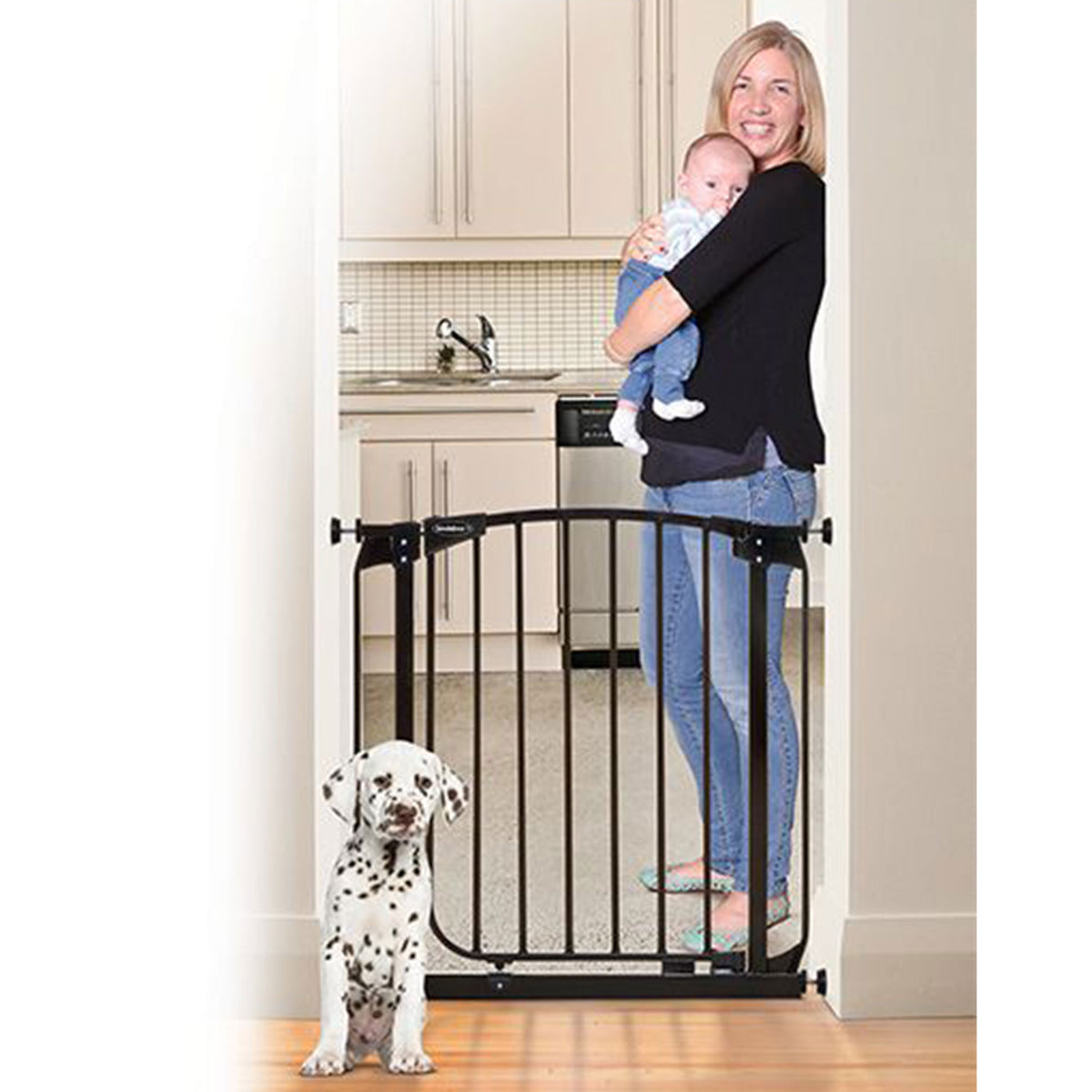 Bindaboo B1102 Zoe 28 to 32 Inch Expanding Swing Close Baby and Pet Gate, Black - VMInnovations