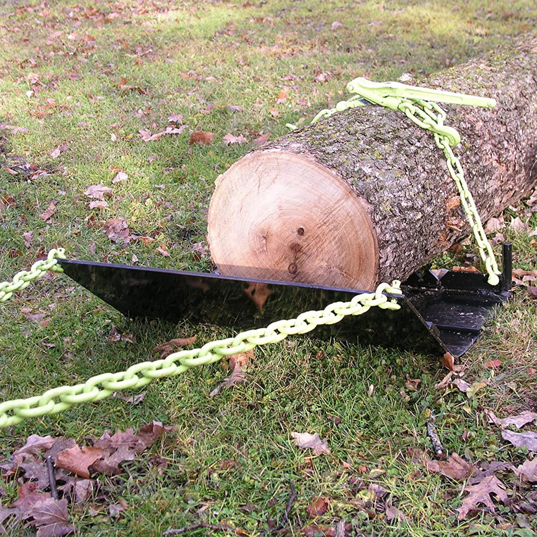 Timber Tuff TMW-21 24 Inch Log Skidding Arched Plate with Dual Tow Chains, Black - VMInnovations