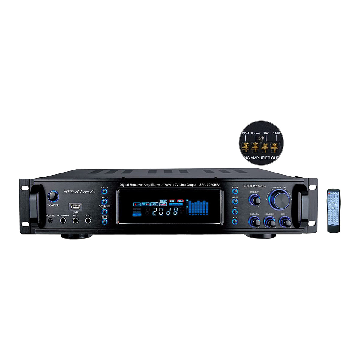 Studio Z SPA-3070BPA Digital Receiver Power Amplifier with Rack Mount Brackets