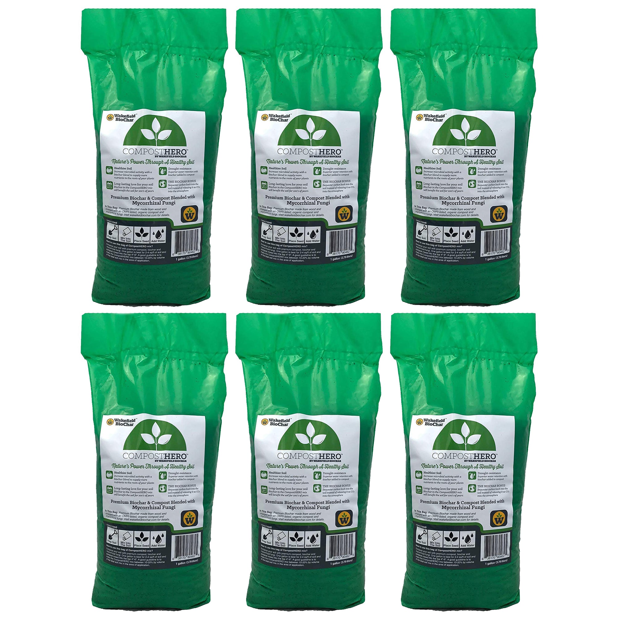Wakefield HERO Blend Biochar Organic Garden Compost w/ Mycorrhizal Fungi, 6 Gal