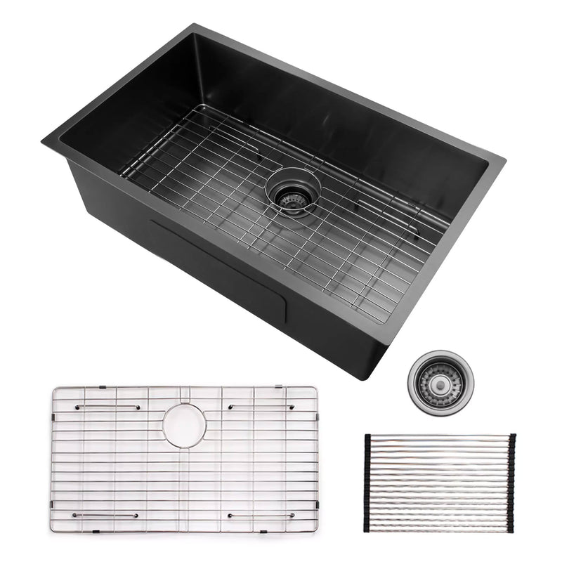 30x21in Stainless Steel Bowl Undermount Kitchen Sink Gunmetal Black(OpenBox)