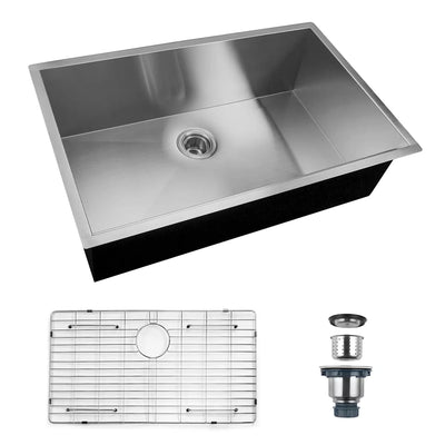 Alwen 32 by 19 Inch Undermount Brushed Stainless Steel Single Bowl Kitchen Sink