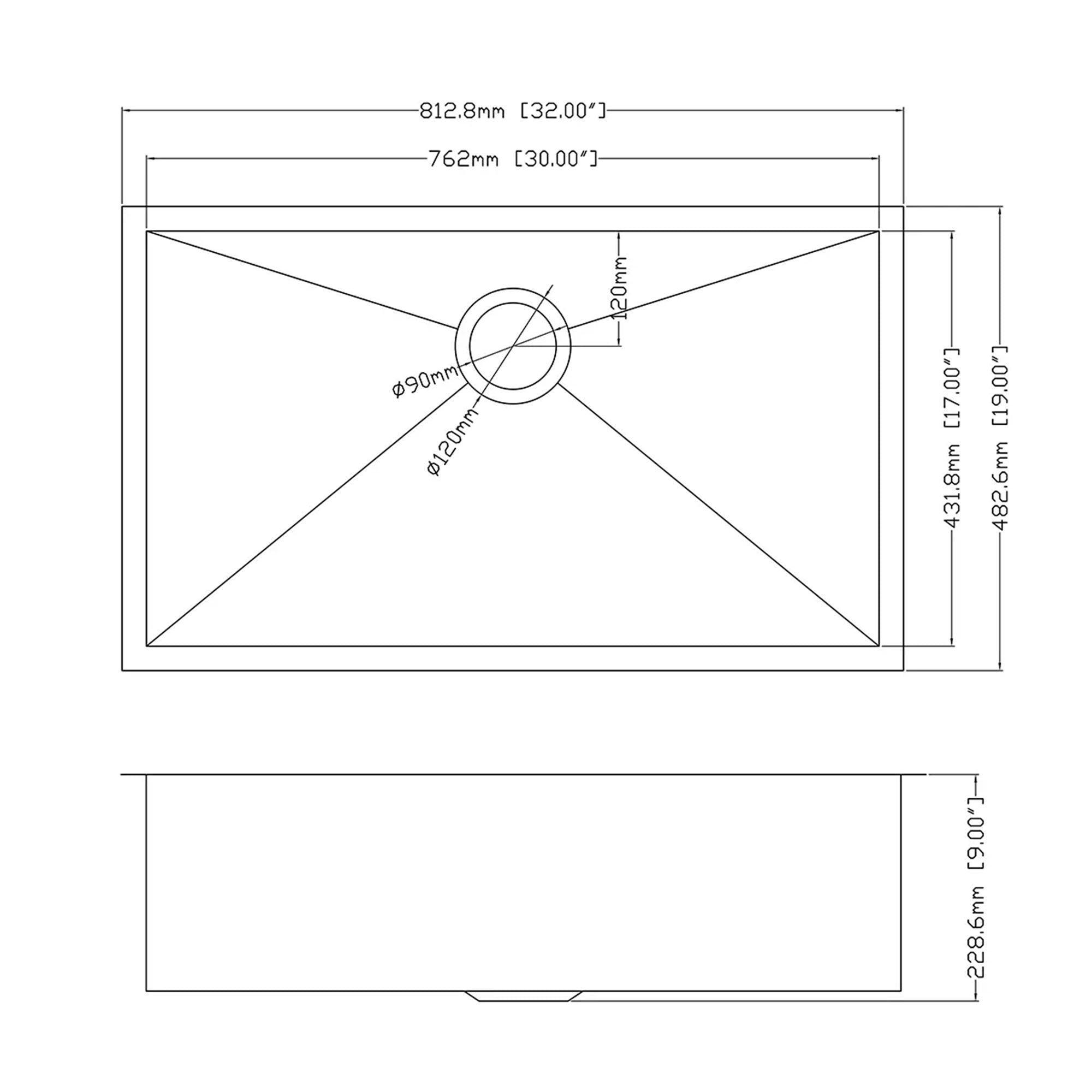 Alwen 32 by 19 Inch Undermount Brushed Stainless Steel Single Bowl Kitchen Sink