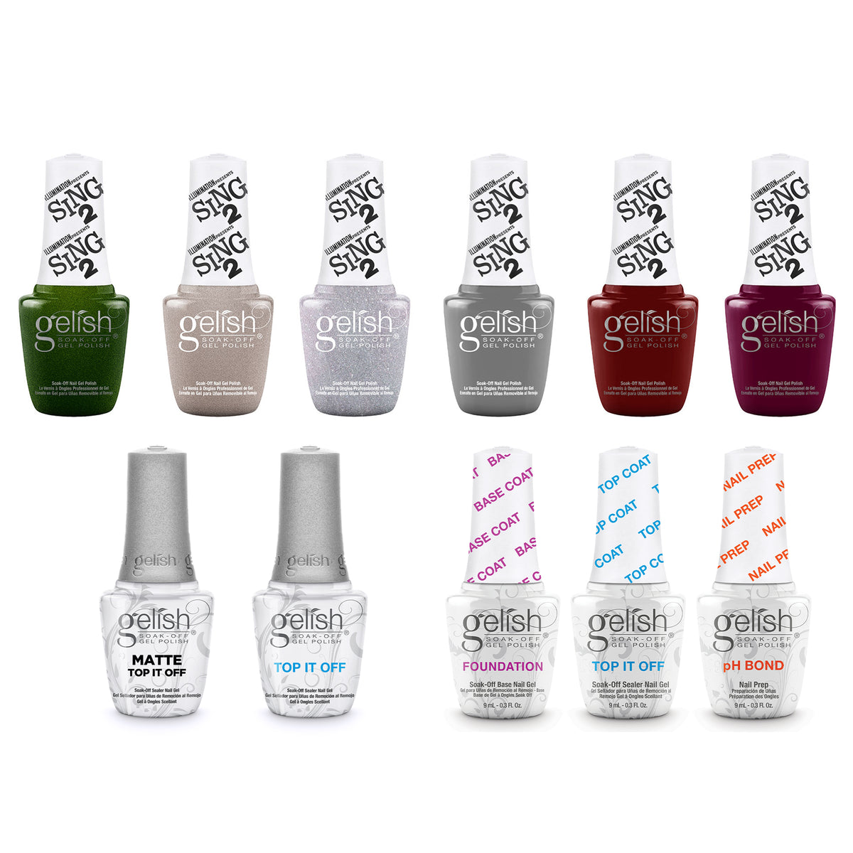 Gelish Terrific Trio Essentials, Mini Winter Sing 2 Kit, & Top Off Duo Coats