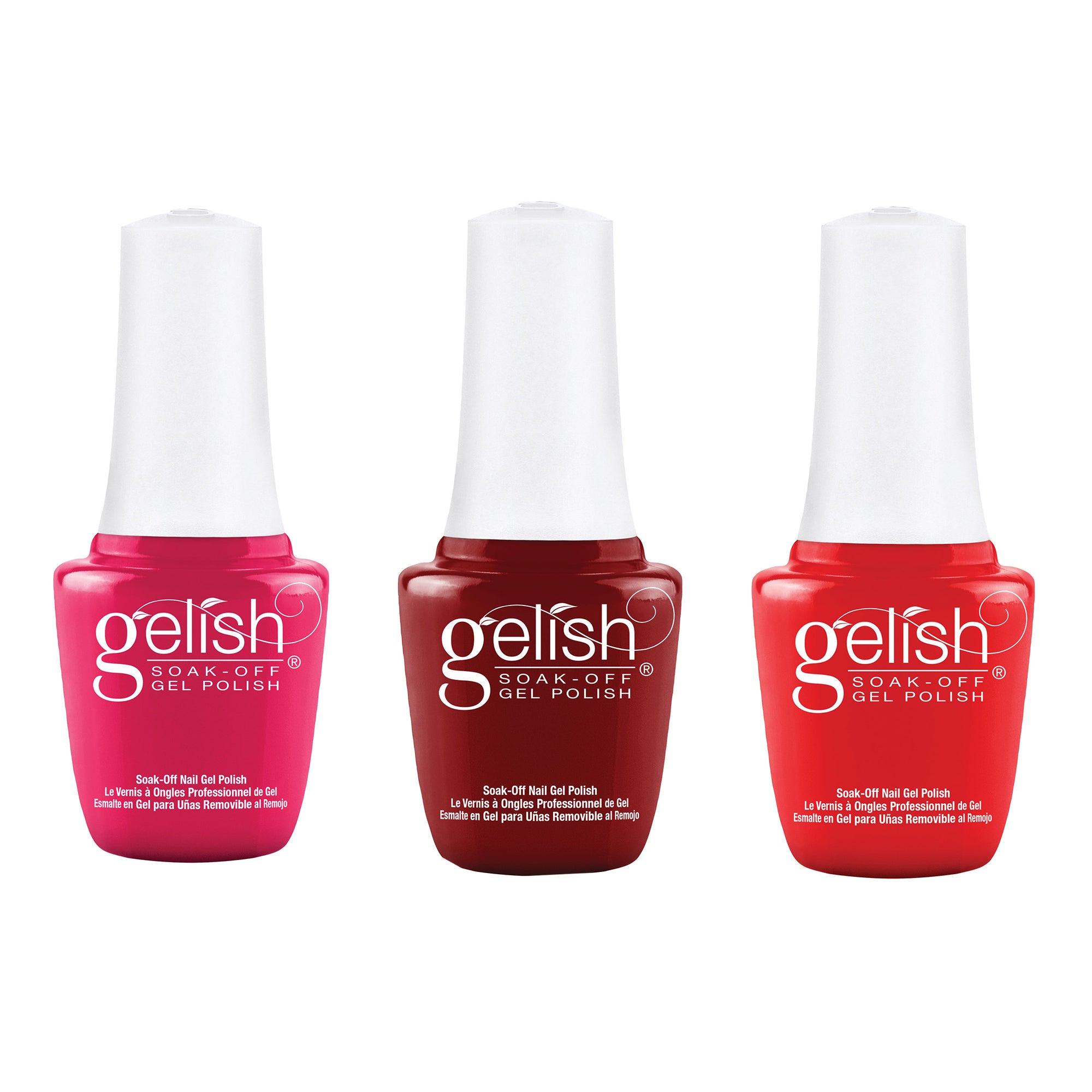 Gelish Mini Core 9mL Polish Set, Reds of the Year with 330 Count 3 Type Nail Kit