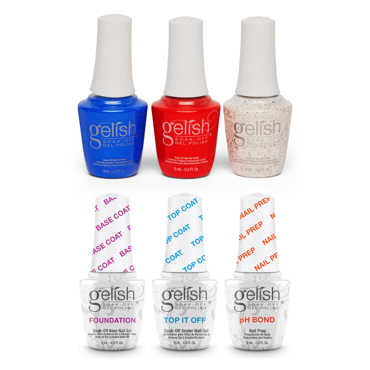 Gelish Terrific Trio Soak Off Gel Nail Polish w/ Mini Core Americana Collection