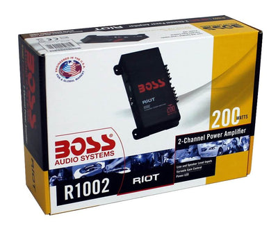 BOSS Audio R1002 Riot 200W 2-Channel Class A/B Car Audio High Power Amplifier