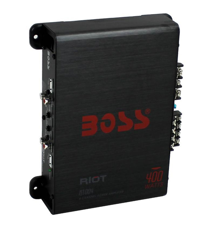 BOSS Audio R1004 Riot 400W 4 Channel Car Power Amplifier Mosfet w/ 8 Ga Amp Kit - VMInnovations