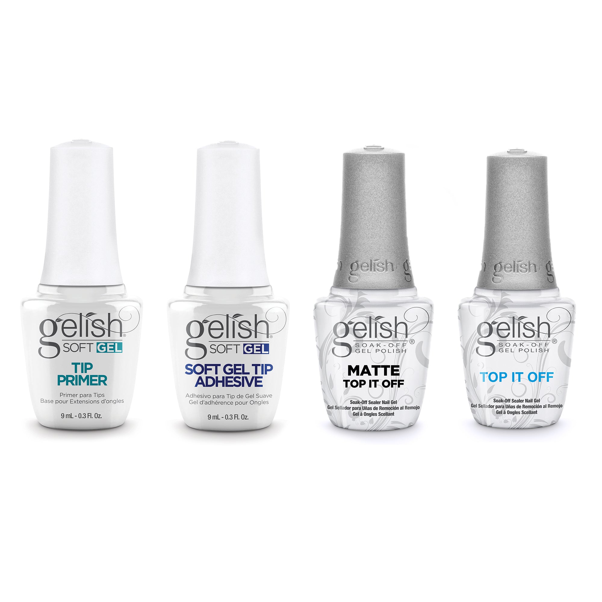 Gelish Midnight Caller Gel Polish, 6 Pack, 330 Count Nail Tip Kit, & Clear Coat