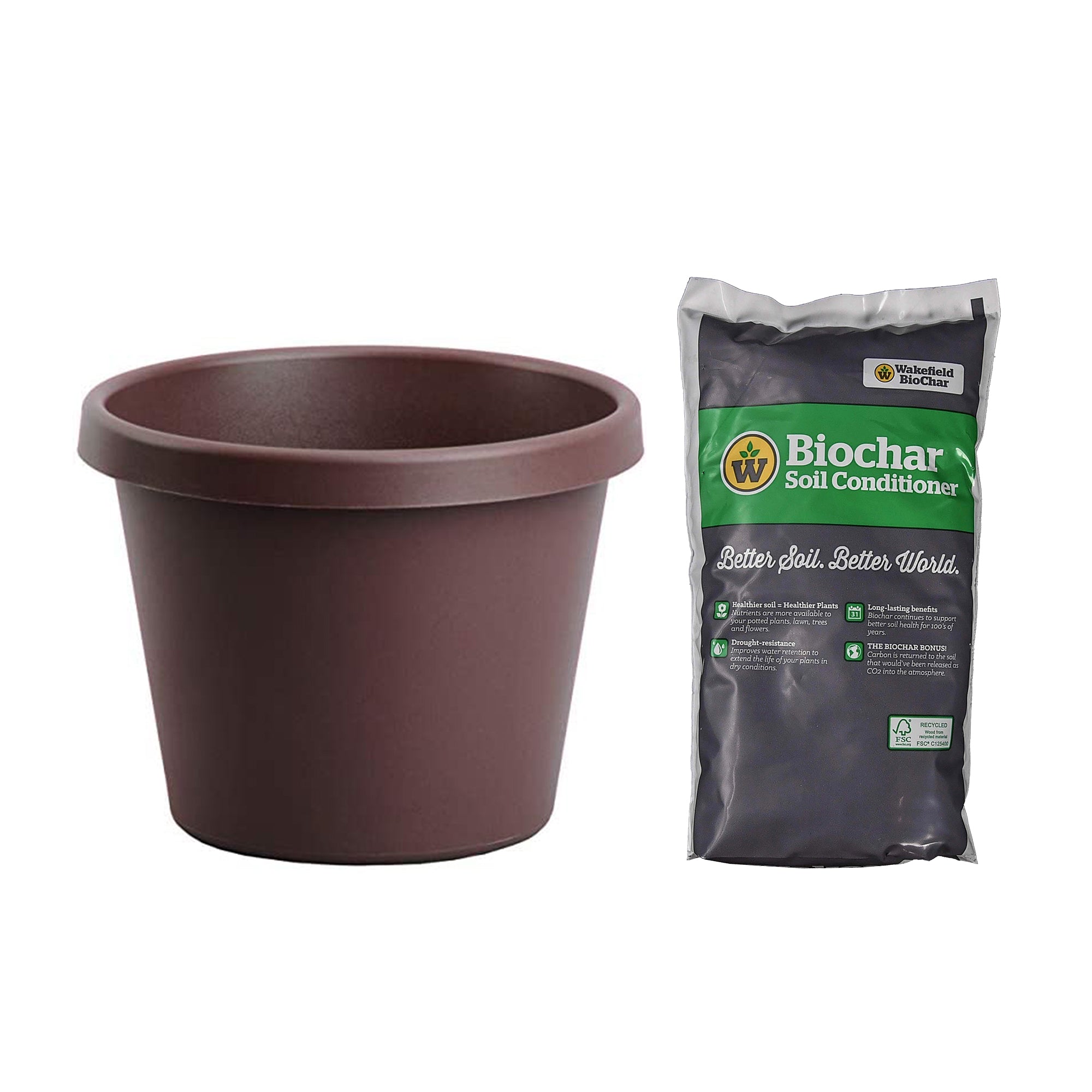 The HC Companies 12 Inch Pot Planter with 1gal Wakefield Garden Soil Conditioner - VMInnovations