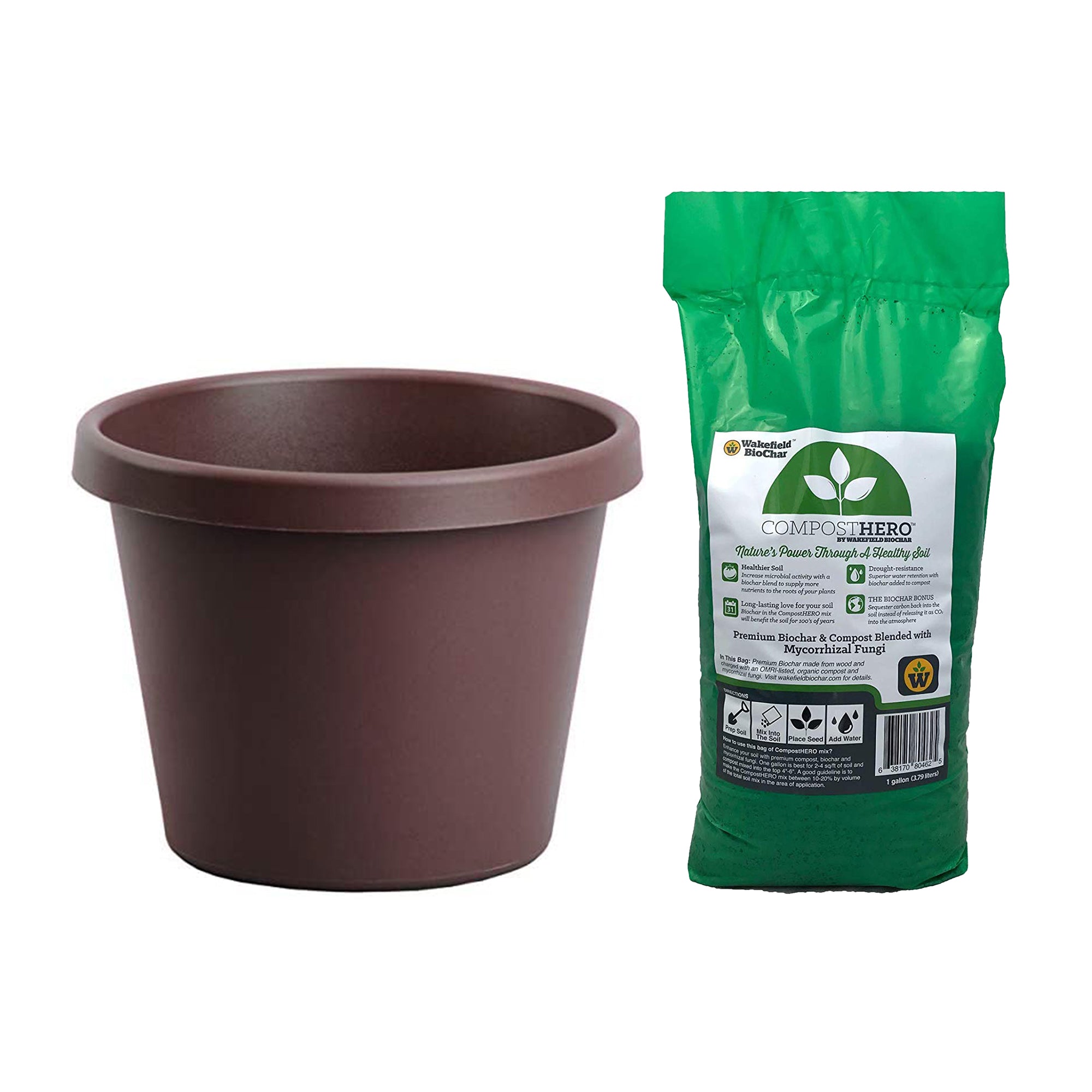 The HC Companies 12 In Pot Planter w/ Wakefield HERO Blend 1 Gal Garden Compost - VMInnovations