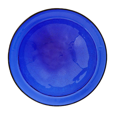 Achla Designs 12 Inch Wall Mount Crackle Glass Bowl and Birdbath, Cobalt Blue