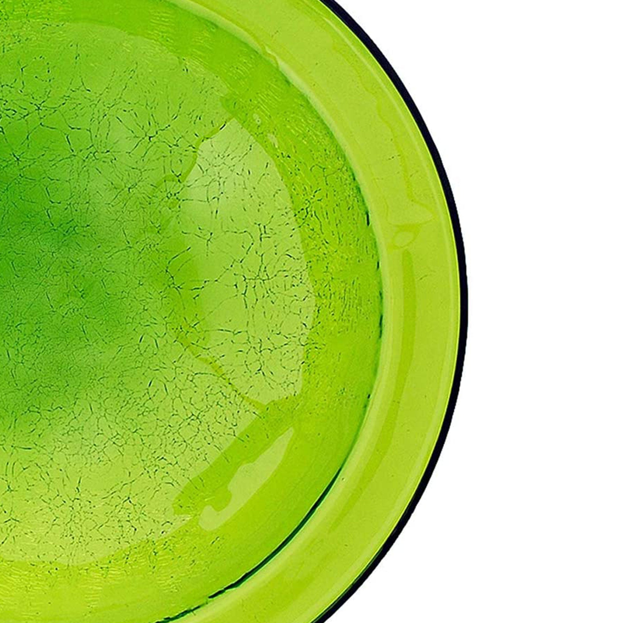 Achla Designs Hand Blown Crackle Glass Garden Birdbath with Tripod Stand, Green - VMInnovations