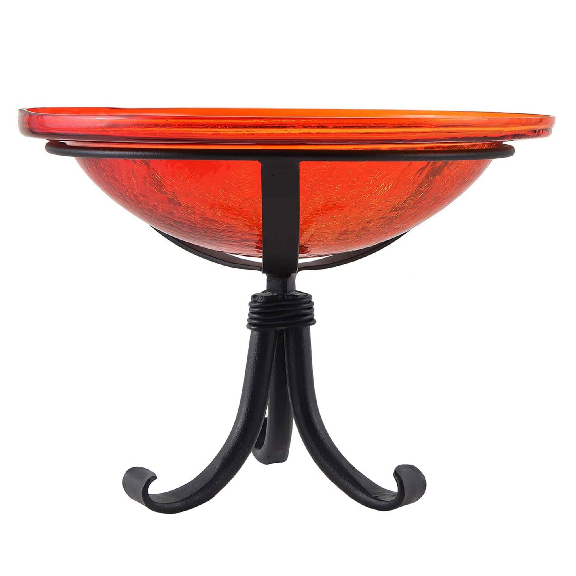 Achla Designs Hand Blown Crackle Glass Garden Birdbath w/Tripod Stand, Red(Used) - VMInnovations