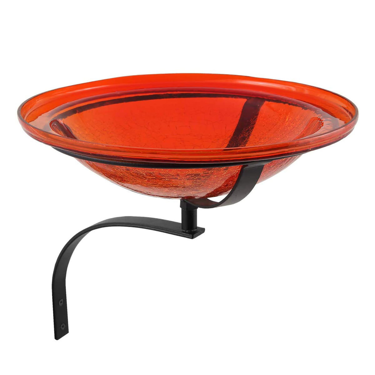 Achla Hand Blown Crackle Glass Birdbath w/ Wall Mount, Tomato Red (Open Box)