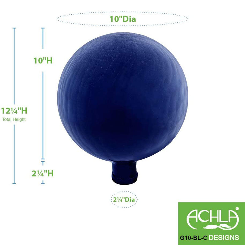 Achla Designs 10 Inch Gazing Glass Globe Crackle Sphere Garden Ornament, Blue