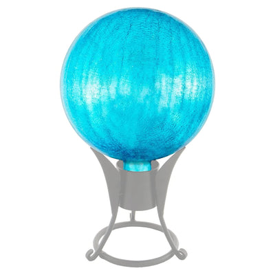 Achla Designs 10 Inch Gazing Glass Crackle Globe Sphere Garden Ornament, Teal