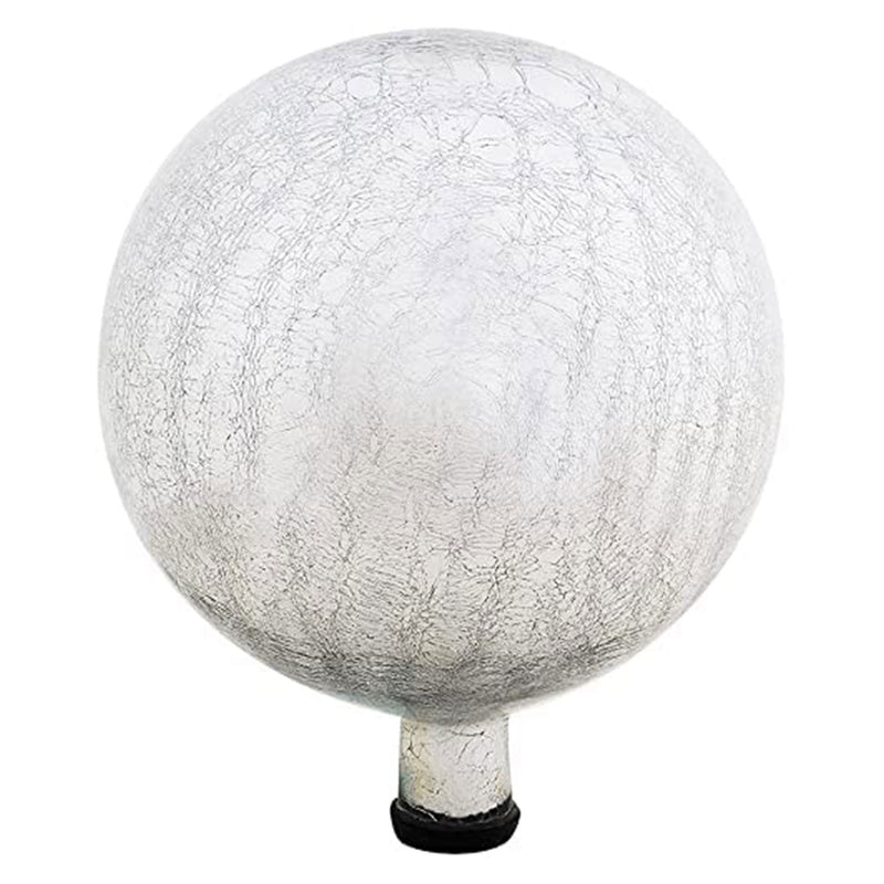 Achla Designs 12in Glass Crackly Globe Sphere Garden Ornament, Silver (Open Box)