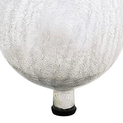 Achla Designs 12 Inch Glass Gazing Crackly Globe Sphere Garden Ornament, Silver