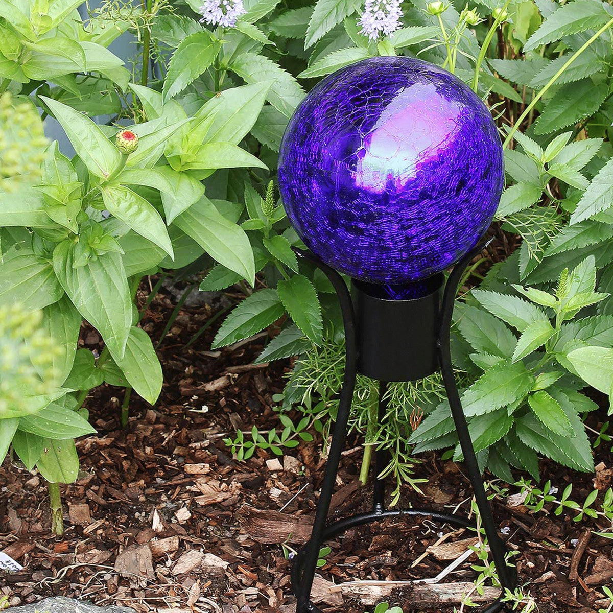 Achla Designs 6 Inch Gazing Glass Crackle Globe Sphere Garden Ornament, Blue