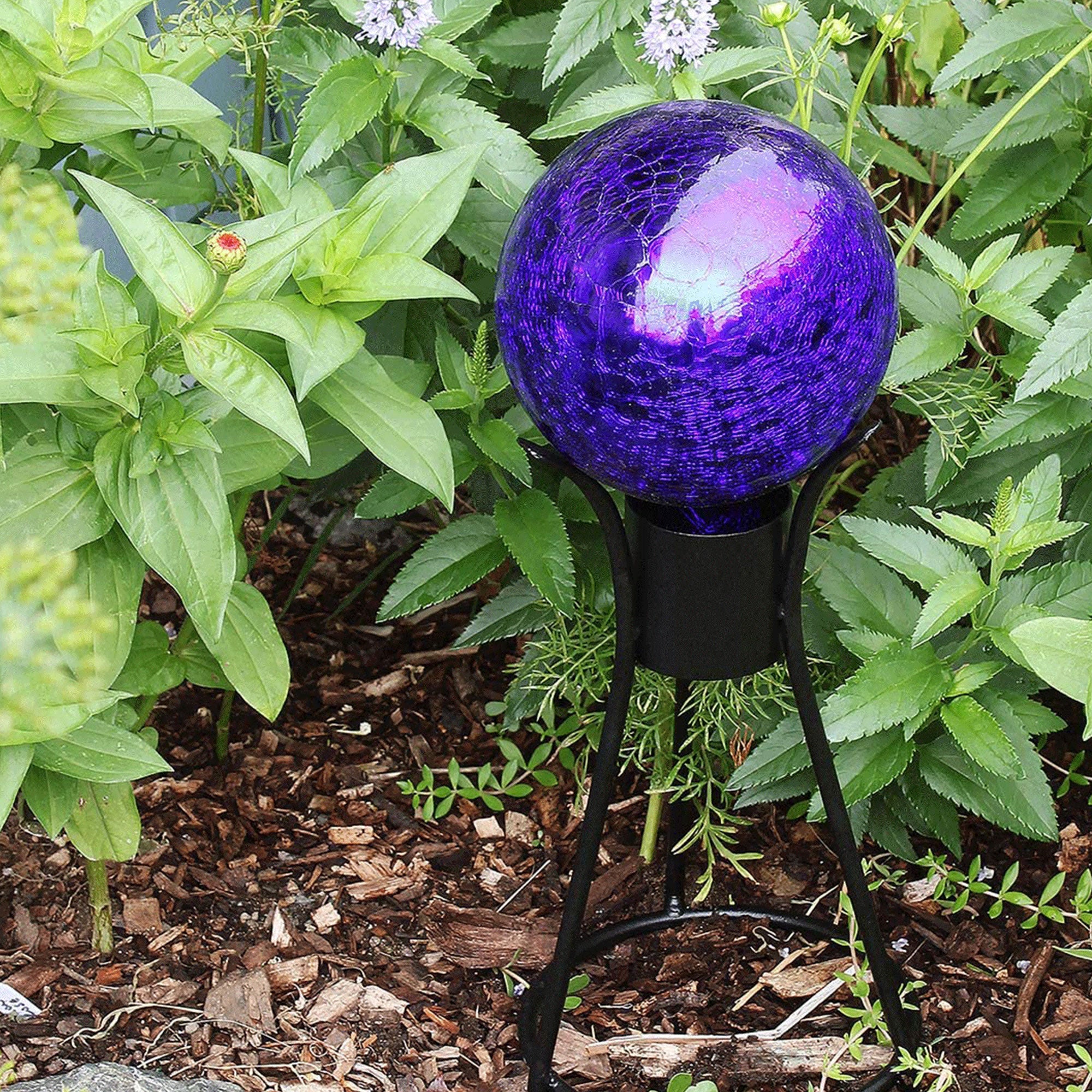 Achla Designs 6 Inch Gazing Glass Crackle Globe Sphere Garden Ornament, Blue