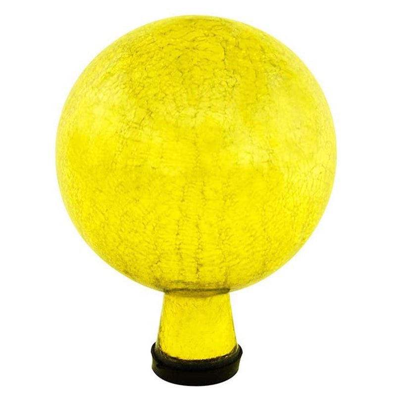 Achla Designs 6 Inch Gazing Glass Crackle Globe Sphere Garden Ornament, Lemon
